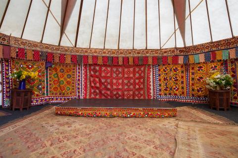 24ft yurt with stunning decor and small stage section