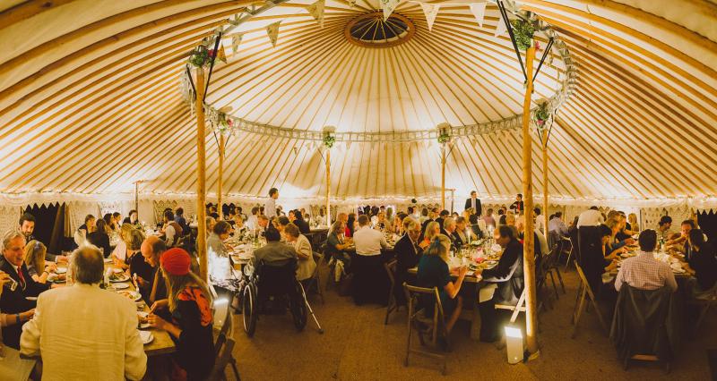 Inside 44 foot yurt