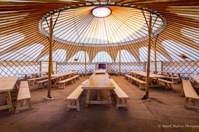 44ft yurt with basic decor and 10x 12ft banqueting tables