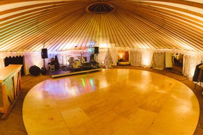 Dance floor in 32ft yurt