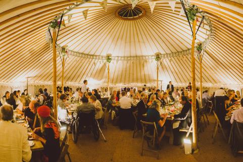 Inside 44 foot yurt
