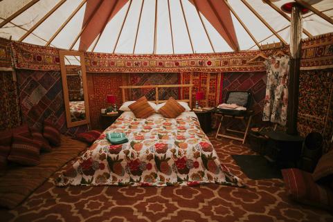 14ft yurt luxury bedroom with double bed