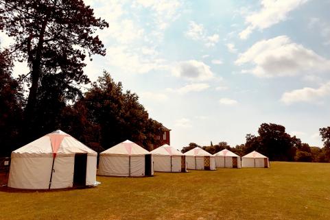 Simple yurts outside